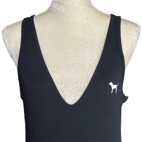 𝅺Pink Victoria’s Secret Black Cotton Bodysuit Women’s Size M - Picture 5 of 10